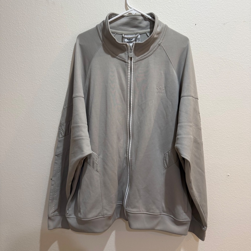 Adidas Originals Mens Grey Full Zip Track Jacket Trefoil Logo Size 2XL